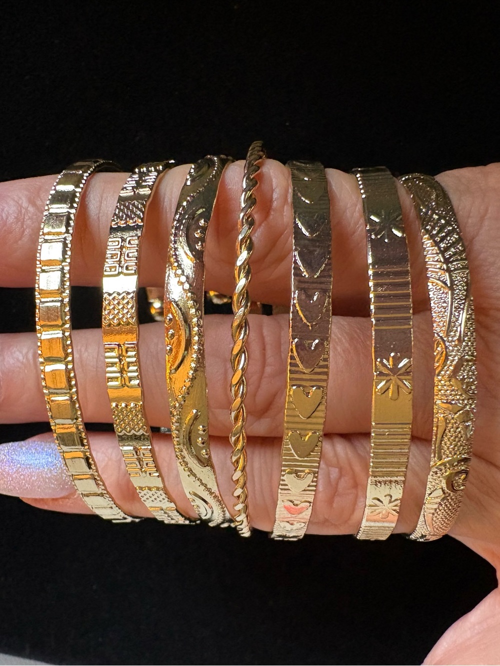Elegant Gold Stacked Cuff Bracelet Set